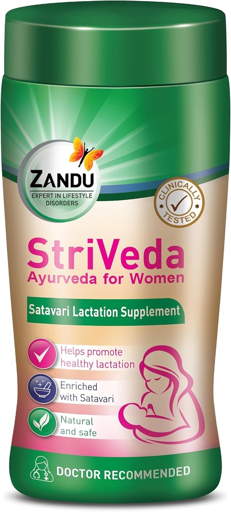Zandu Striveda Shatavari Lactation Supplement pulver, Baby for å øke brystmelk forsyning, 210 G, doktor anbefalt, naturlig og trygt