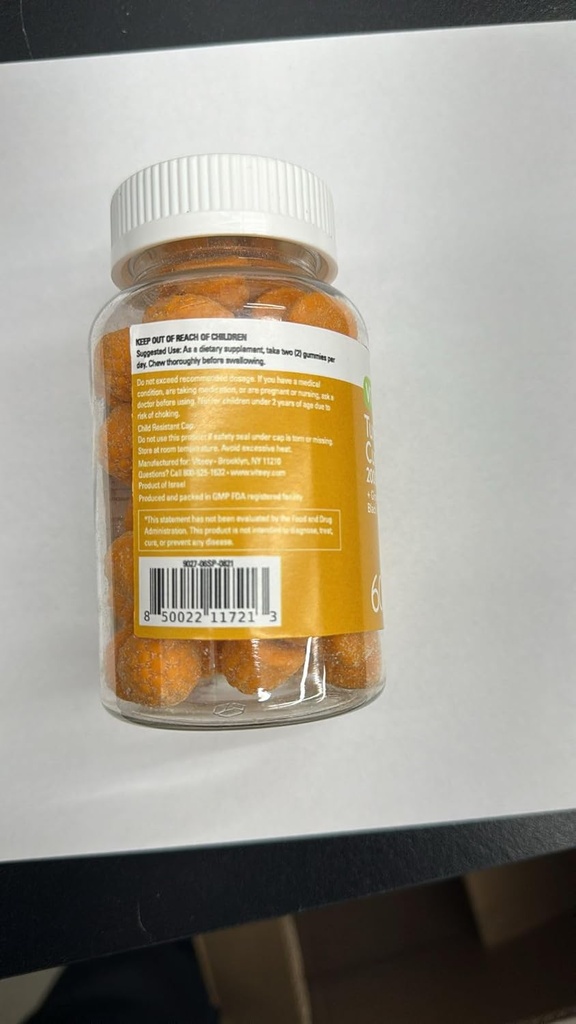 Turmeric Curcumin Gummies med Ginger & Black Pepper Herbal Supplement, 2000mg, immun støtte, sunn hud, og felles helse, Vegan, Pectin Basert, for voksne og tenåringer-Chewable Peach Flavor