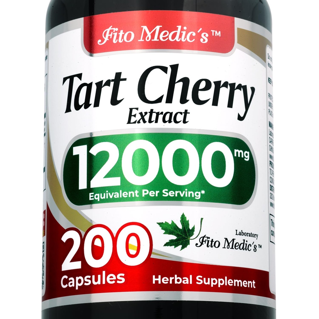 FITO-IC'S Lab | Tart Cherry Capsules |200 Capsules |12000 mg Tart Cherry Extract | Cherry Extract | Konsentrat |Ultra høy absorpsjon.