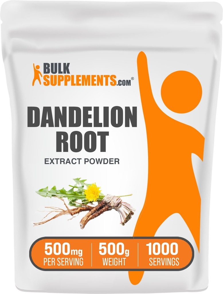 BulkSupplements.com Dandelion Root Extract pulver - Dandelion Root Supplement, Herbal Supplement - Vegansk & Glutenfri, 500mg per servering, 500g (1,1 lbs) (Pack of 1)
