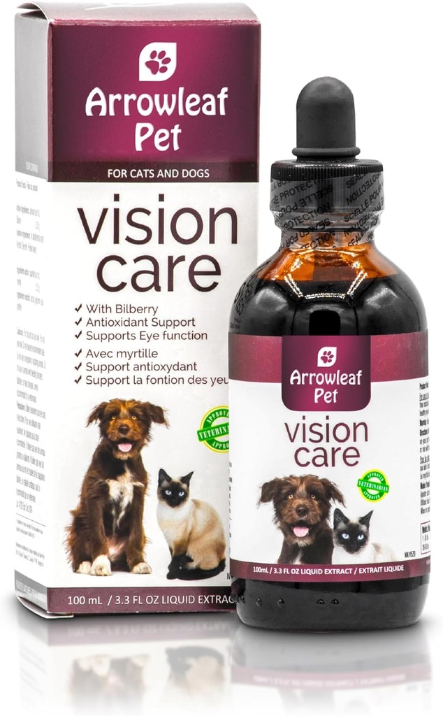 Visjon Care av NaturPet Inc for katter og hunder | med Bilberry | Øyestøtte | 100ml Herbal Tinktur
