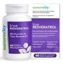 NatureCity TrueResveratrol – Resveratrol Supplement & Anti-Aging støtte med 75 mg Trans-Resveratrol (98% ren Veri-te) for hjerte, immunforsvar, bein og kognitiv helse | 60 Veggie kapsler