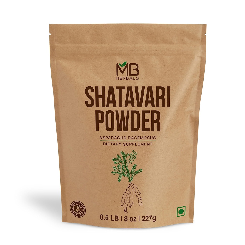 MB Herbals ren Shatavari pulver 227 gram | 8 oz | 100% ren asparagus racemosus