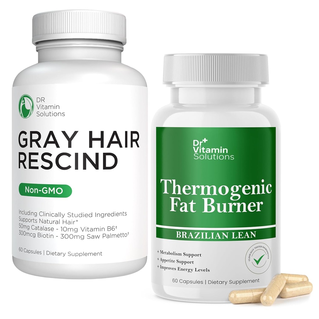 DR VITAMIN Solutions Grå Hår Rescind og termogen fettforbrenner Bundle - 60 Caps Hver
