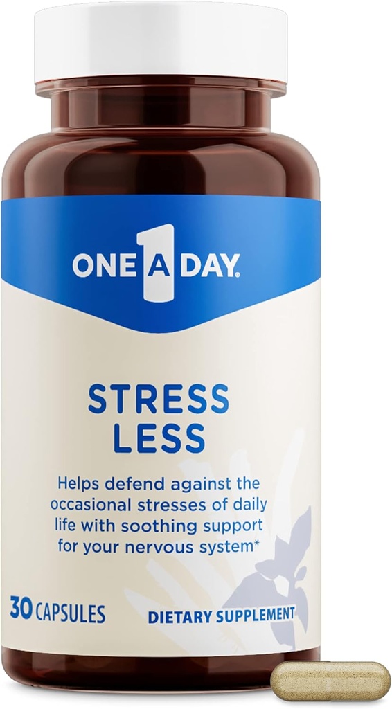 En dag Stress Supplement - Av og til Stress Relief Supplement, Formulert med Ashwagandha, Passionflower og Valerian Extracts for nervesystem støtte, 30 kapsler