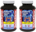 Yerba Prima Prebiotic Colon Care Capsules Dietary Fiber, 180 Count, (Pack of 2) - Fem former for Fiber Plus FOS Prebiotika Supplement - Oppløselig & Uoppløselig for regularitet & Digestiv støtte