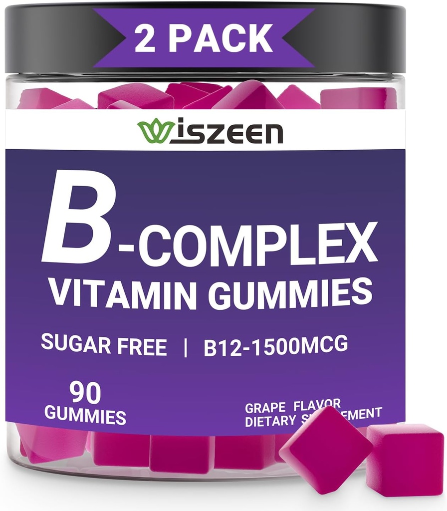 Sugar Gratis Vitamin B komplekse Gummier med vitamin C, Metylerte B-vitaminer for kvinner, menn og voksne - B12, B1, B2, B3, B5, B6, B7, B9 - Vitamin B-kompleks Supplement for energi immun støtte