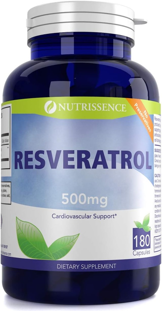 Resveratrol 500mg 180 kapsler 90 serveringer på 1000mg eller 60 serveringer på 1500mg