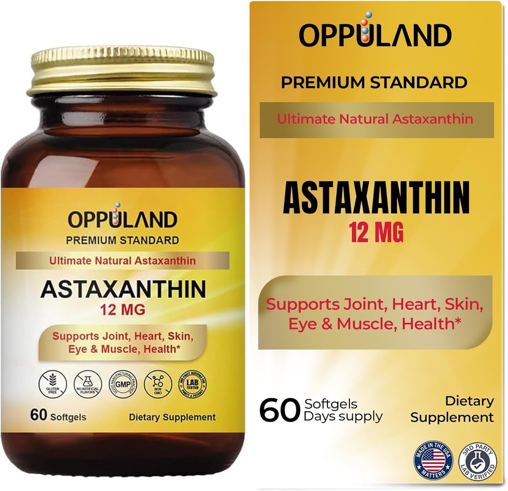 Astaxanthin 12 mg | 60 Softgels | Støtter ledd, hjerte, hud og muskel helse