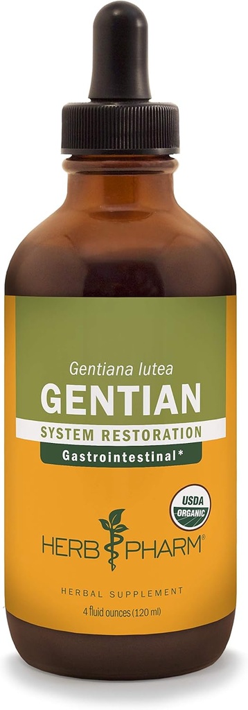 Herb Pharm Certified Organic Gentian flytende ekstrakt for digestiv støtte - 4 Ounce