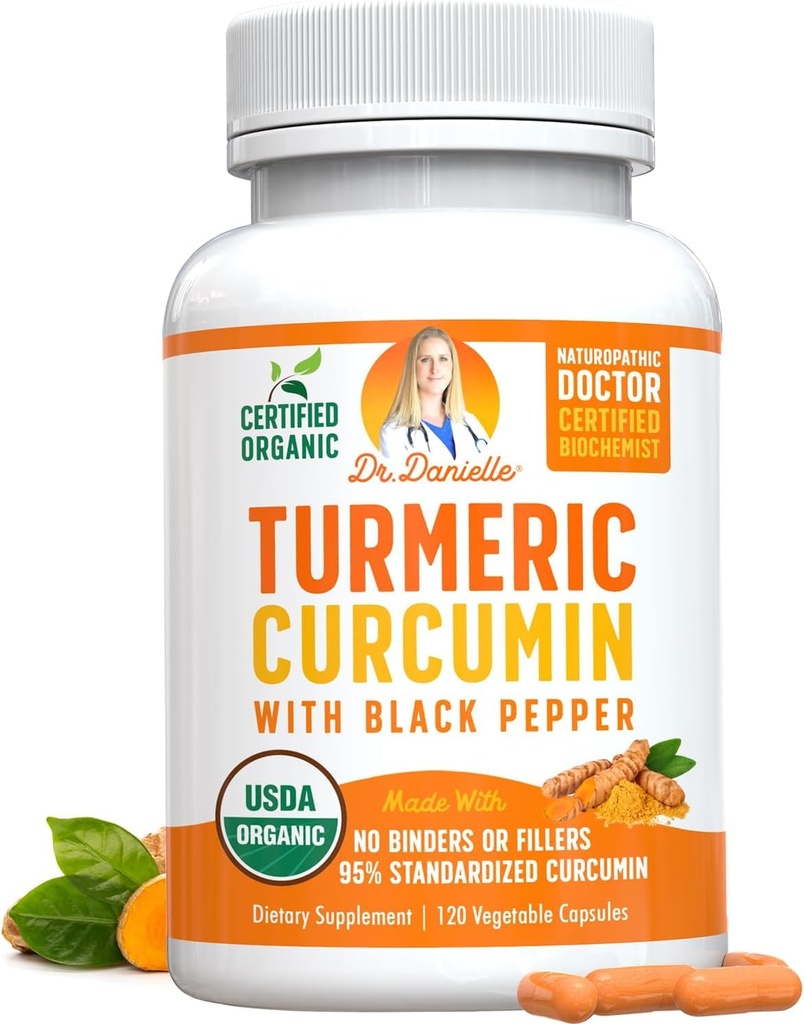 Organisk gurkemeie curcumin med svart pepper ekstrakt 2000mg - høy absorpsjon Ultra Potent Supplement - 95% Curcuminoids - Vegan, ikke GMO for felles støtte - 120 kapsler