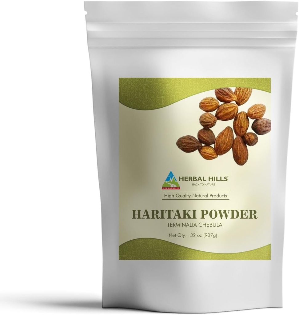 HERBAL HILLS Haritaki Powder Terminalia Chebula Inkula | 2 pund/32 | Pakke med 1