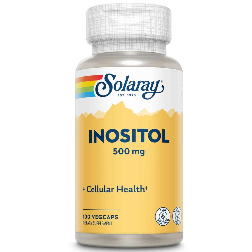 SOLARAY Inositol 500 mg Kapsler | Kan hjelpe støtte sunn hjerne, kardiovaskulær, nervesystemfunksjon og mood | Ikke-GMO, Vegan | 100 Vegkaps