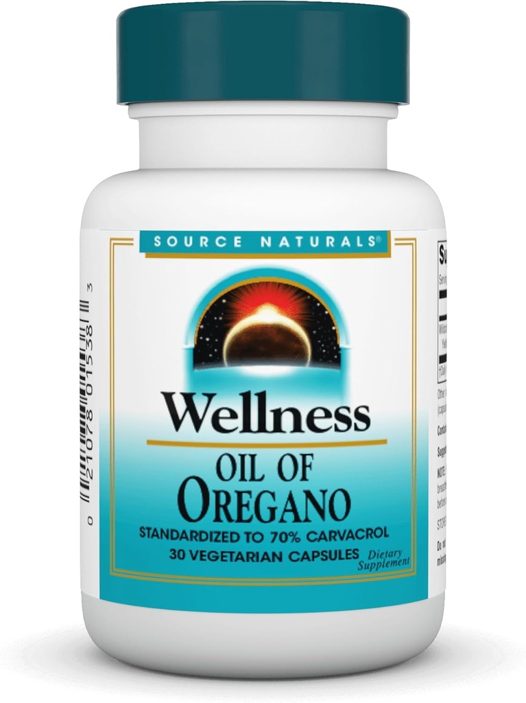 Kilde Naturals Wellness Oil of Oregano - Standardisert til 70% Carvacrol - 30 Vegetariske kapsler