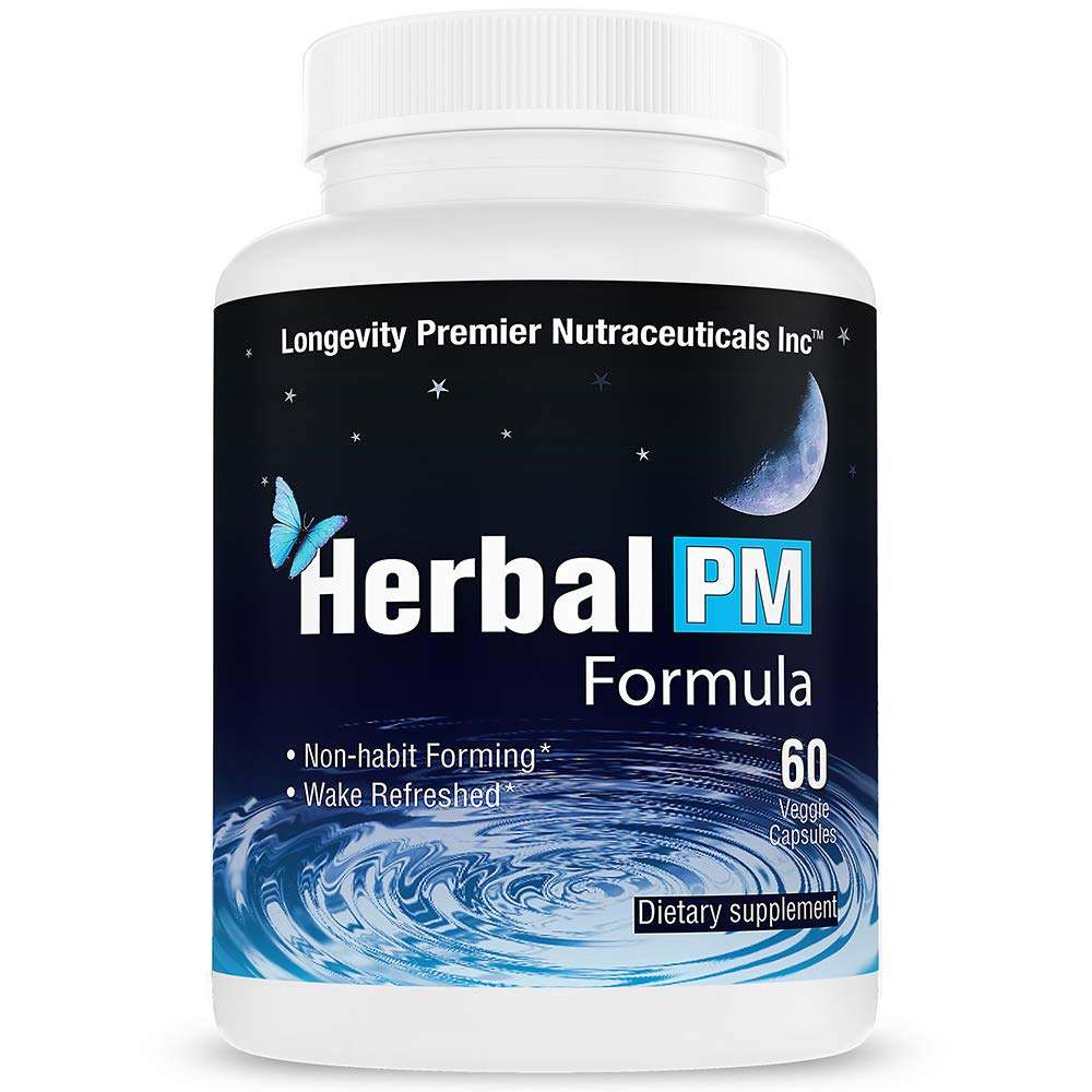 Longevity Herbal PM - Herbal Sleep Formula med 5-htp, melatonin, Valerian & GABA. 60 Veggie kapsler