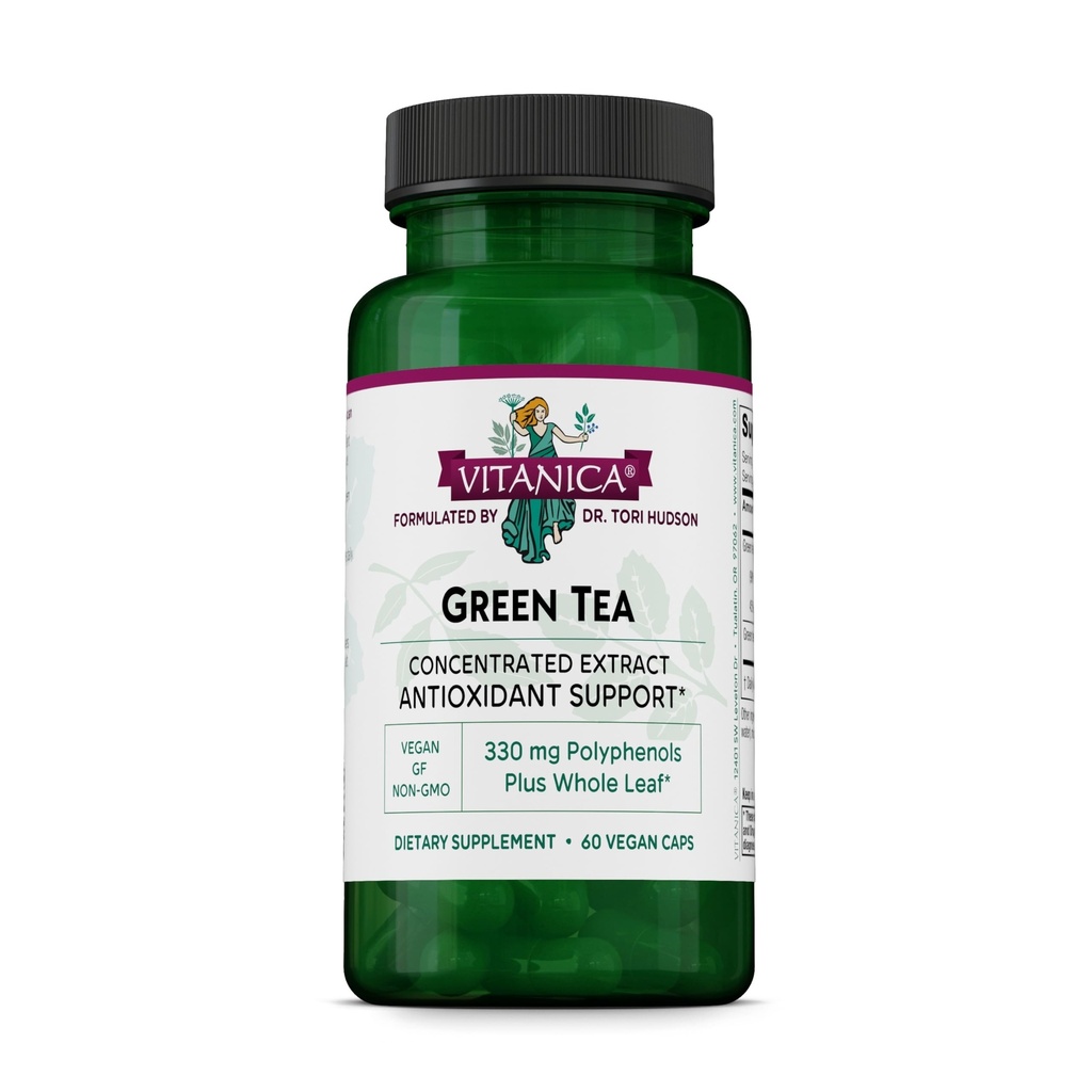 Vitanica Grønn Te Ekstrakt Supplement 330mg, 45% EGCG, 98% Polyfenoler og 80% Catechiner, Energi Antioksidant og immunstøtte, Vegan, 60 kapsler