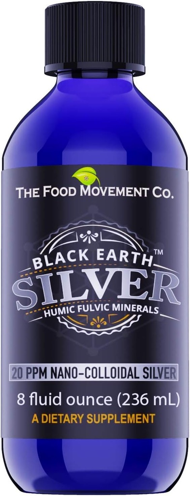Matbevegelsen Svart Jord Sølv med Humic Fulvic Acids, Trace Minerals for immunstøtte, Detox, Gut Helse - 8 oz flytende dråper Supplement