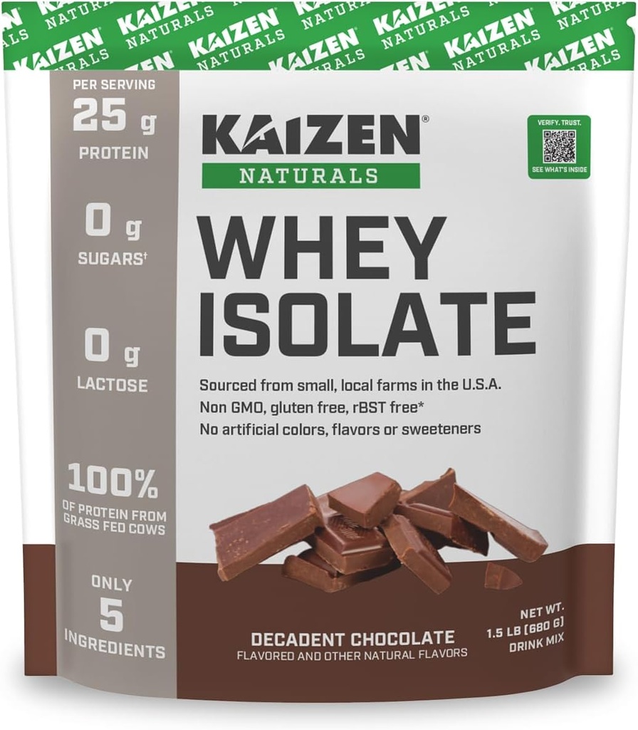 Whey Isolate | Chokolade | 25g Protein | Grass matet | Ingen kunstige ingredienser | Bare 5 ingredienser | Fast absorpsjon | Se testresultatene | 0g Laktose | Glutenfri | Ikke GMO | 1,5lb | 22 porsjoner