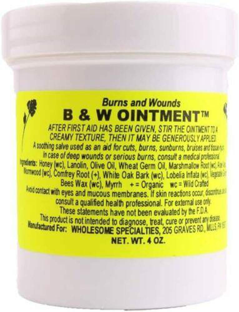 Konvalia Naturals B&W Ointment - Brenn og sår Ointment - Amish Made Burn Salve - 100% naturlig Burn Cream (ny etikett) - 4 oz