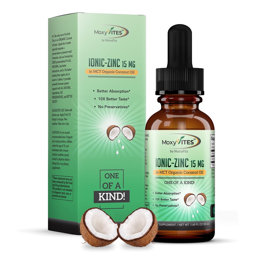 Organic sink Supplements for barn, voksne - Sinksulfat - flytende sink Supplement - ren ionisk sink dråper i kokosolje for immun støtte, hud - Ingen konserveringsmidler og god smak - 100 vegansk servering