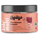 Chewsy Kids Multivitamin, Delicious Candy-Style Daily Vitamin Chews + Probiotika + Superfoods, Wild Berry Flavor Chewable Fruity Supplement Chews, Individuelt omgitt, lett å nyte, 30-dagers levering