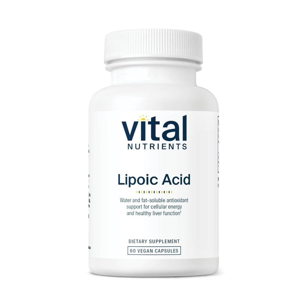 Vital næringsstoffer Lipoic Acid | 300mg Alpha-Lipoic Acid Antioksidant | ALA Supplement for sunn metabolisme og energi | Gluten, Dairy, Soya Free | Ikke-GMO | 60 Kapsler