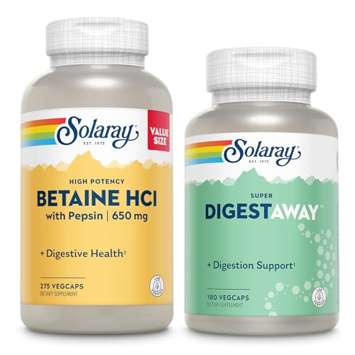 SOLARAY Betaine HCl med Pepsin og Super Digestaway - Digestive Health Bundle