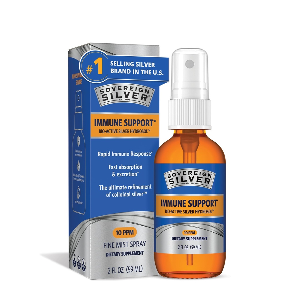 Suverene Silver Immune Support, Colloidal Silver, Bio-Active Silver Hydrosol, 10 ppm, Fine Mist Spray, 2 Fl Oz