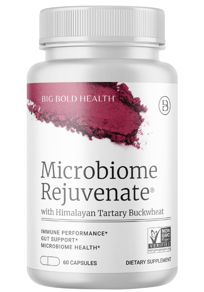 BIG BOLD Helse Microbiome Rejuvenate Prebiotic + Probiotic Supplement for Gut Helse & Immune System Support - med immunaktiv Himalayan Tartary Buckwheat - Glutenfri (60 vegetariske kapsler)