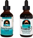 Kilde Naturals flytende kosttilskudd, herbal motstand og 2000 iu vitamin D-3-4 oz flasker