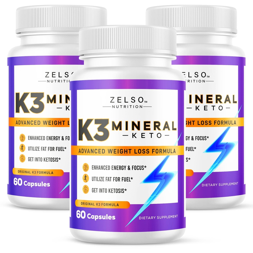 ZELSO (3 Pack) K3 Mineral vekttap piller for kvinner og menn, K3 Mineral piller - K3 Salt Mineral, Vitamin + K3 Kapsler Supplement for keto vekttap - 3 måneders forsyning