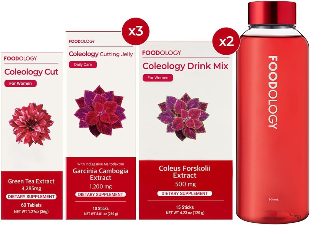 FOODOLOGY RED Burning 1-måned full sett/koleologi Cut(1ea) & Coleologi Drink Mix(2ea) & Coleology Cutting Jelly(3ea) $ Vannflaske(1ea)...