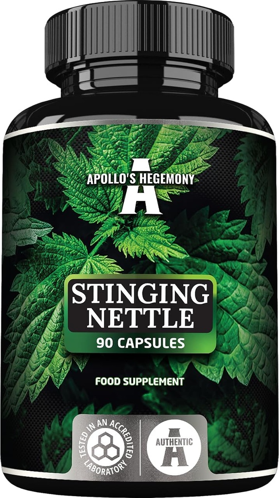 APOLLO'S HEGEMONY Stinging Nettle 500 mg - høy styrke ekstraksjon DER 4:1, 90 Vegan Kapsler, 3 måneders forsyning, Herbal Supplement for å støtte kardiovaskulær helse