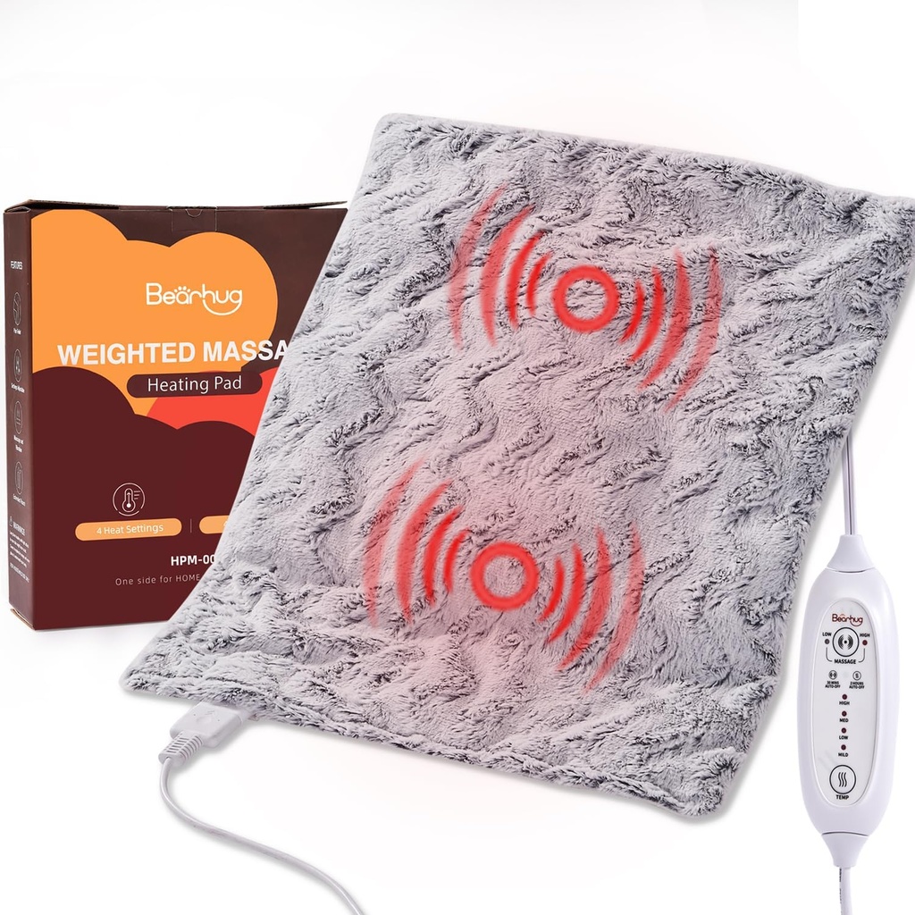 Bearhug elektrisk vektet oppvarming pad varm oppvarmet pad lindrer smerter og smerter, beroligende varme for avslapning og smertelindring (Dreamy Milky Way, 20" x 24" med massasje)