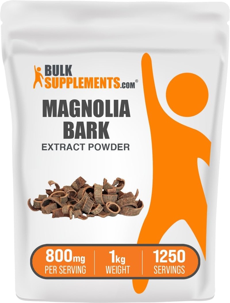 BulkSupplements.com Magnolia Bark ekstrakt pulver - Magnolia Officinalis, Magnolia Bark Supplement, Magnolia Extract - Glutenfri, 800mg per servering, 1kg (2,2 lbs) (Pack of 1)