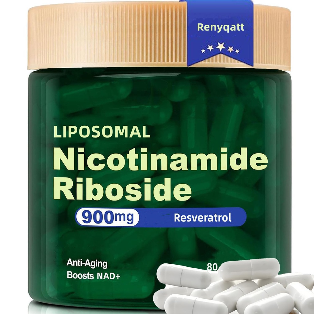 Renyqatt NAD + Supplement - Liposomal Nicotinamid Riboside - Supplement for anti-aldring, energi, fokus - 80 kapsler(1B)
