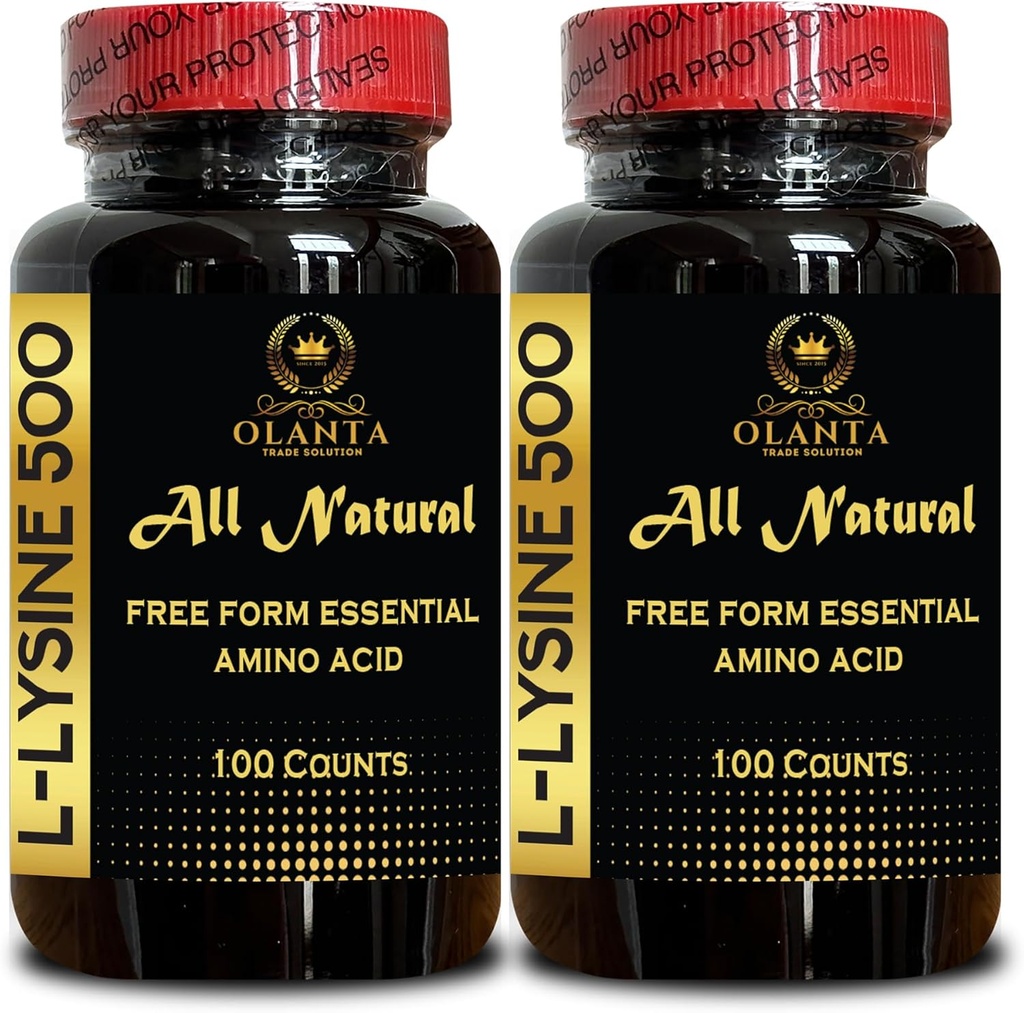 L-LYSIN Supplement Amino ACIDs - Menopause Energi Supplements for kvinner, immun støtte, leppe og hud, kalsiummetabolisme, Aminosyre Vitamin - 2 flasker 200 greve