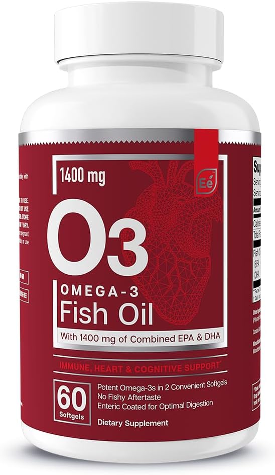 Essentielle elementer Omega-3 Fish Oil Supplement med EPA & DHA | Fattysyrer for immunforsvar, hjerte og kognitiv støtte