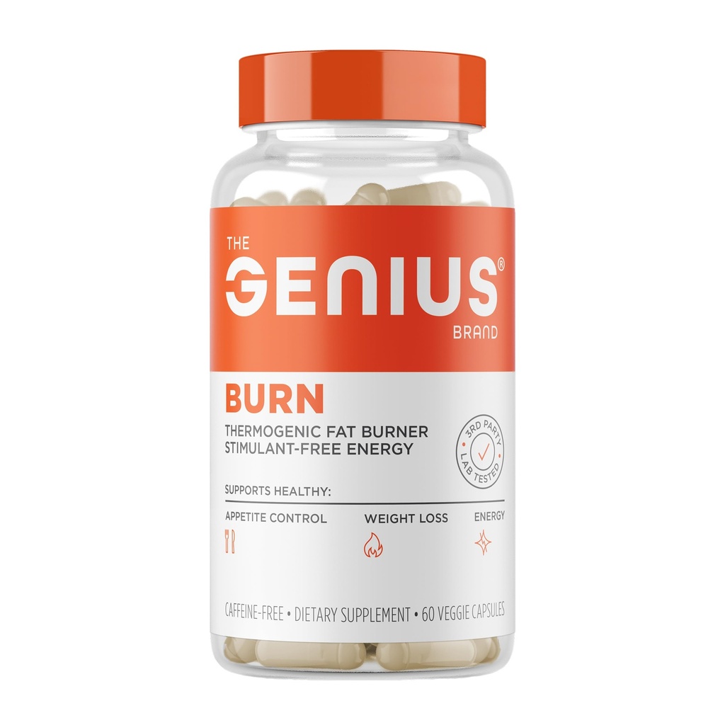 Genius termogene fettforbrenner, 60 Diett Veggie piller - Vekttap og metabolisme Supplement, Appetitt Suppressant & Energiforsterker - Koffeinfri nootropisk fokus & hjerneforsterkning - Ashwagandha & TeaCrine