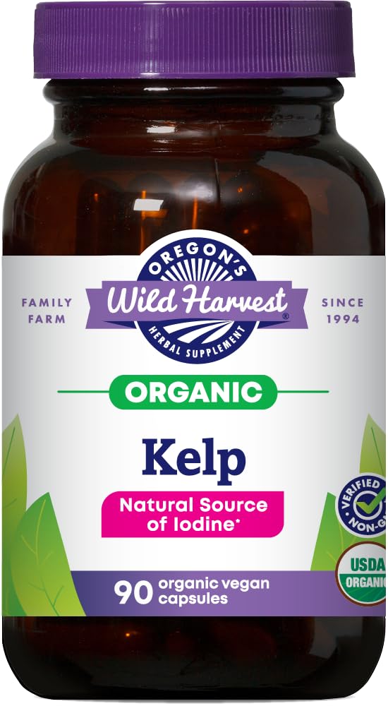 Oregon Wild Harvest Kelp Organic Supplement | Naturlig kilde til iodin | Vegan Capsules, 90 count