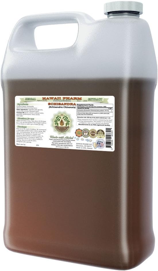 Schisandra alkohol-fri flytende ekstrakt, organisk Schisandra (Schisandra Chinensis) tørket Berry Glycerite Natural Herbal Supplement, Hawaii Pharm, USA 64 fl.oz