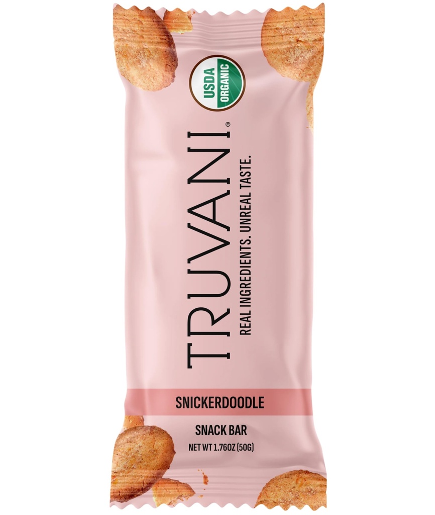 Truvani Plante Basert Snack Bars | Snickerdoodle 1 pakke | 5g Protein | USDA organisk og vegansk | Den eneste baren | Dairy, Soja, og Glutenfri | Individuelt innpakket