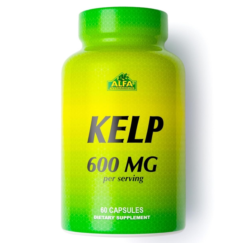 ALFA VITAMINER Kelp Supplement, 600 mg naturlig seaweed Kelp (Ascophyllum Nodosum), rik på iodine og fucoidan, støtter Thyroid & Metabolic funksjon, daglige vitaminer for velvære, ikke GMO, 90 tabletter
