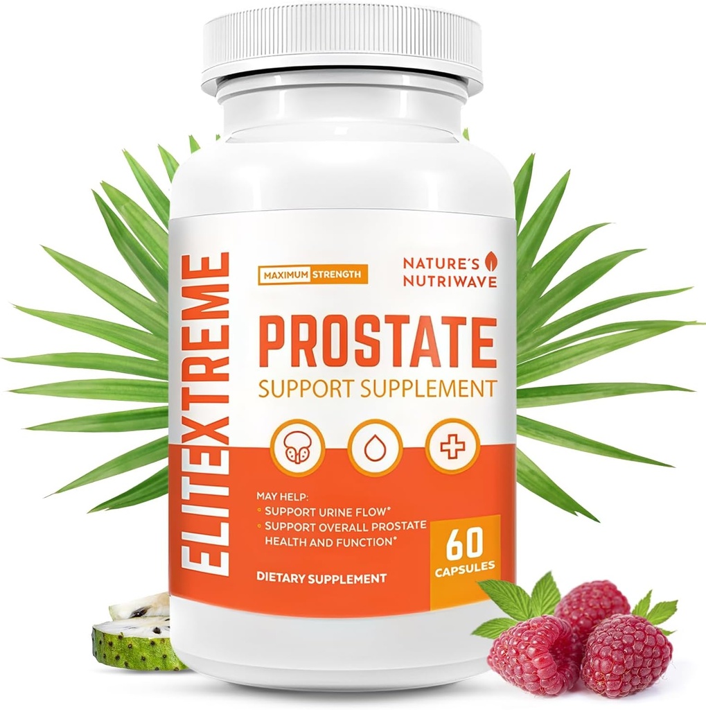 EliteXtreme Health Supplement - Naturlig formel med såld Palmetto, plantesteroler, sink, og vitaminer ikke-GMO, laget i USA, 60 kapsler, 1 måneds forsyning