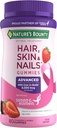 Naturens Bounty Optimal Solutions Avansert hår, Hud, Nagler, 2X Biotin, 80 Jordbær Gummier, 40 Total Services
