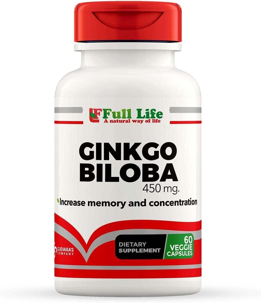 Full Life Ginkgo Biloba kapsler - Herbal Supplement - 60 Veggie Capsule 450mg.