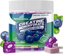 Kreatin Monohydrat Myk Chews Complex 6400mg for menn og kvinner -Avansert formel W / L-Taurin + vitamin B12, sukkerfri Chewable Supplement, 60 Blåbær Softchews