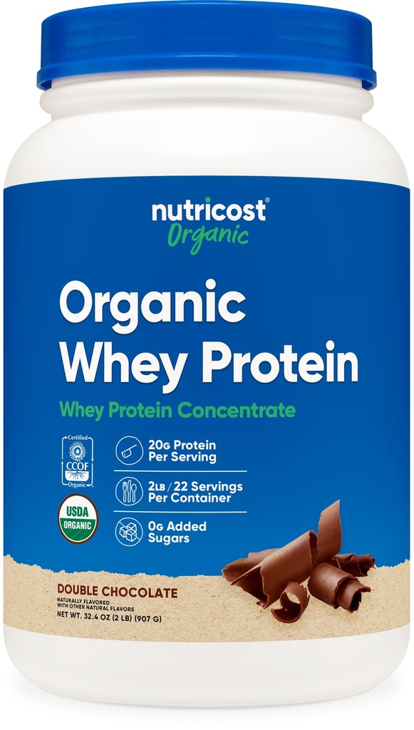 Nutricost Organic Whey Protein Concentrate, dobbel sjokoladeflavorert, (2LBS) - Glutenfri, ikke-GMO