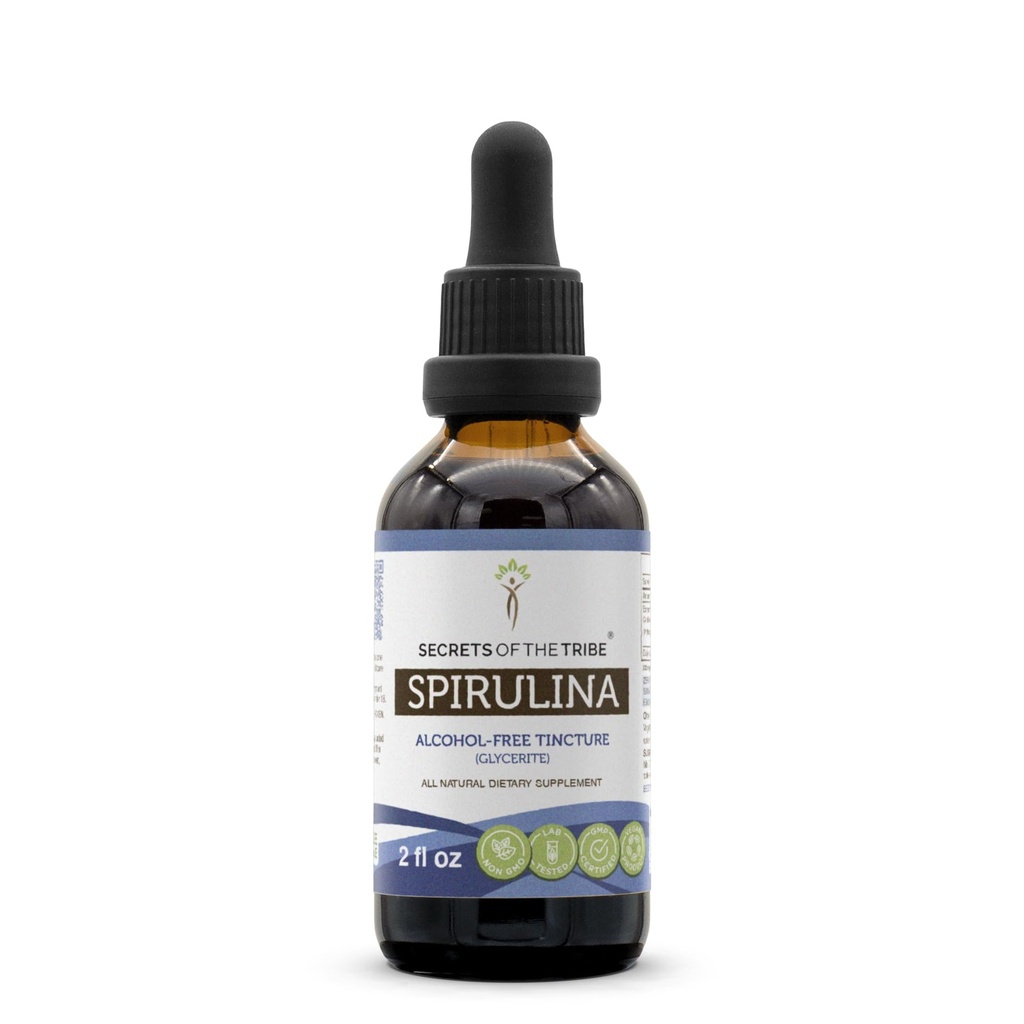 Hemmeligheter av Tribe Spirulina alkoholfri væskeekstrakt, Spirulina (Artrospira Platensis) Tinkture Supplement (2 FL OZ)