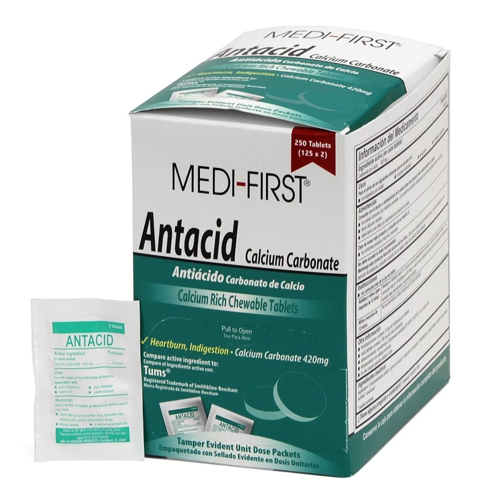 Medi-First Antacid tablett, 250 Ct
